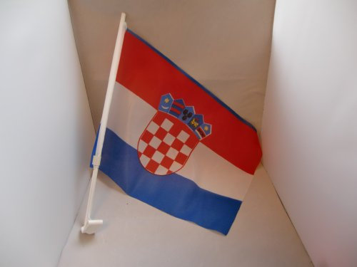 Autofahne Kroatien ca. 30 x 45 cm mit Stab zur Befestigung an der Autoscheibe von profimaterial