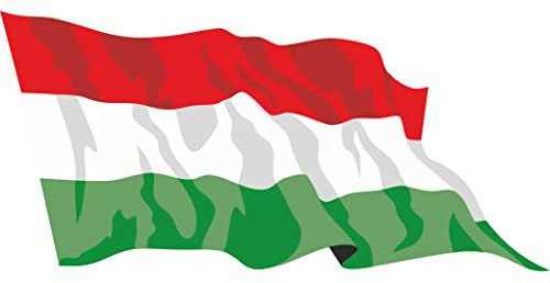 INDIGOS UG Autoaufkleber - Autoaccessoires - Aufkleber Fahne A-LS67 Hungary - Ungarn 10 cm farbig - bunt - wehend - Tuning - Heckscheibe - Beschriftung
