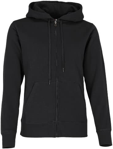 Fruit of the Loom Ladies Lady-Fit Hooded Sweatshirt Jacket (XL) (Black)