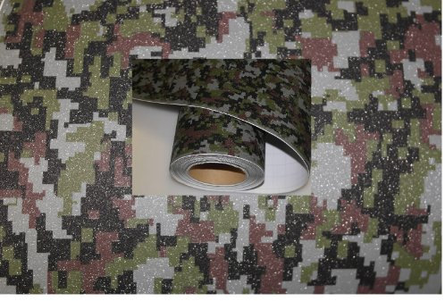 Könighaus (8,46€/m2) Glitter Digital Camo 1400 x 152 cm blasenfrei mit Anleitung (Camouflage Autofolie)
