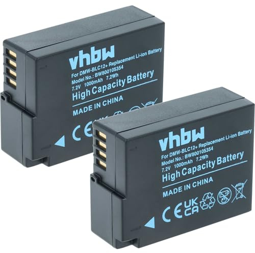 vhbw 2X Akku kompatibel mit Panasonic Lumix DMC-G80M, DMC-GH2, DMC-GH2H, DMC-G81 Kamera (1000 mAh, 7,2 V, Li-Ion), Infochip