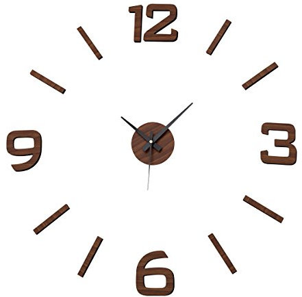 LOLAhome Reloj de Pared Adhesivo de Polipropileno marrón Efecto Madera Moderno para salón y Cocina. 60 cm Recomendado.