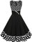 Bbonlinedress Rockabilly Kleider Damen Winterkleid Abendkleider elegant für Hochzeit Jugendweihe Kleider Vintage Kleider Cocktailkleid Black White BDot 2XL