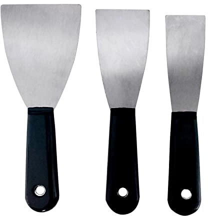 No Hassle Lightweight Filler Putty & Scraper Set | Ideal for Wallpaper, Plaster, Paint Scraper & Applying Filler | Pack of 3 Sizes: 75mm, 50mm, 38mm | Get The Job Done.