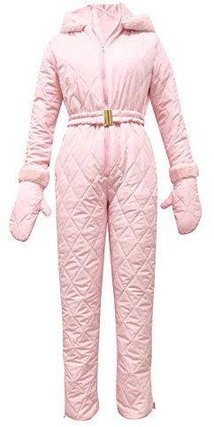 Xmiral Snowboard Skianzug Damen Einfarbige Reißverschluss-Overalls Kapuze Warmer Skianzug Outdoor-Sport Jumpsuit Für Kaltes Wetter(Rosa,5XL)