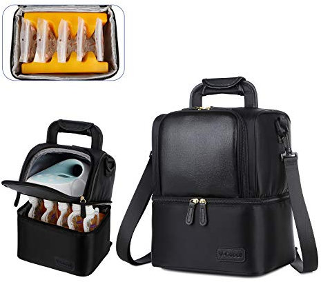 V-COOOL Breast Pump Bag Suitable for Spectra s1 s2, Cooler Bag, Breast Pump Backpack Double Design Layer, Suitable for Outside Working Mothers(Black)