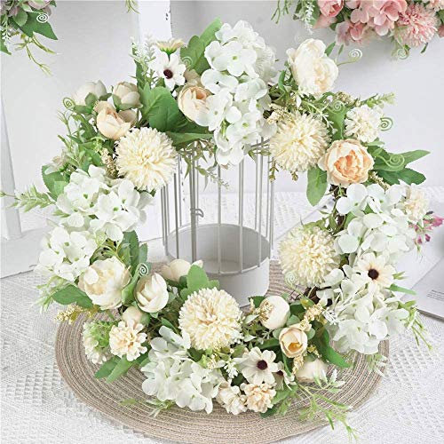 Frühlingstürkranz mit Blumen, Dekoration für Frühling und Ostern,Wandkranz, Fensterkranz,dekorative Wandkranzgirlande,Dekorativer Kranz Tür Kranz Handgemachter Kranz Blumenkranz Künstliche 40 cm