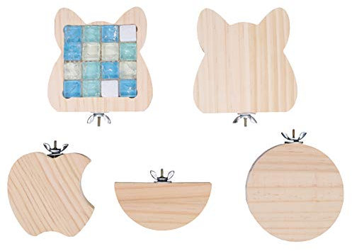5er Pack Hamster Plattformen, Holz Stehbrett Natürliche Vogelkäfig Sitzstangen für Kleintiere Rennmaus Ratte Chinchilla Hamster Vogel Papagei Käfig Zubehör Übungsspielzeug Sektor