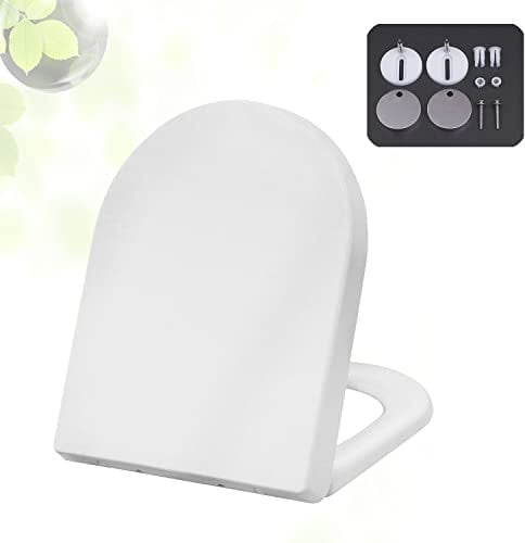 Toilettendeckel WC Sitz mit Absenkautomatik | Klodeckel abnehmbar mit befestigung | Weiß Klobrille Toilettensitz D-Form aus Duroplast mit Softclose