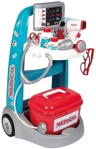 Smoby - elektronisches Doktor-Trolley - Doktorwagen mit 2 Rädern, elektronischen Funktionen und Sound, viel Zubehör, für Kinder ab 3 Jahren