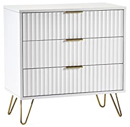 Julian Bowen Murano Chest of Drawers, 3 Drawer, White - H80 x W80cm | Modern Drawer Storage Organiser, 3 Drawers, Dresser for Bedroom, Living Room & Hallway