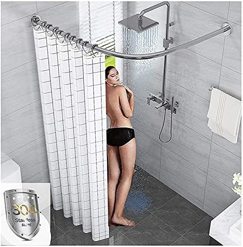LOKWAXYA Bastone Tenda Doccia Semicircolare,Asta per Tenda Doccia Non Forata,Asta per Tende da Doccia E Vasca da Bagno,(Size: 70 to 95cm x 90 to 130cm,)