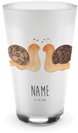 Mr. & Mrs. Panda Personalisiertes Glas Schnecken Liebe - Personalisierte Geschenke, Freundin, Cocktailglas Mit Gravur, Verliebt, Sektglas Namen, Motiv Und Wunschtext, Weinglas, Gemeinsam, Pärchen