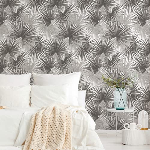 A.S. Création Livingwalls Travel Styles Vliestapete - Tapete mit Blattoptik in Grau und Beige - stylische Wandtapete für verschiedene Räume in 1,59 m x 2,80 m
