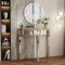 Mesa Consola Dorada con Espejo de Entrada: Mesa Auxiliar de 90 x 35 x 80,5 cm de Media Redonda de Cristal Moderna para Sofá Salón Recibidor Dormitorio