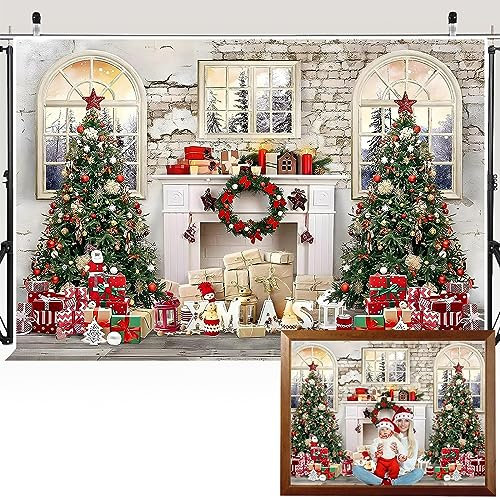 Darryy Weihnachts Hintergrund, 2,1x1,5m Weihnachts Fotografie Hintergrund, Weihnachts Geschenk Hintergrund, Fotografie Hintergrund Stoff, Studio Fotografie Hintergrund