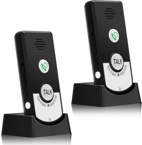 Interphone sans Fil, Système D'interphone sans Fil Bidirectionnel étanche, Sonnette sans Fil Longue Portée de 1 000 M, Système D'interphone avec 2 Bases, Batterie de Grande