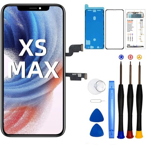 DTD Display für iPhone XS MAX 6.5 LCD Retina FHD Ersatzbildschirm Touchscreen Digitalisierer mit Reparaturwerkzeug, wasserfestem Klebeband, Displayschutzfolie