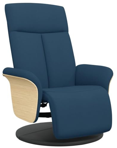 vidaXL Relaxsessel, Drehbar Sessel mit Rückenlehne Fußteil, Fernsehsessel mit Liegefunktion, Liegesessel Ruhesessel Polstersessel, Blau Stoff