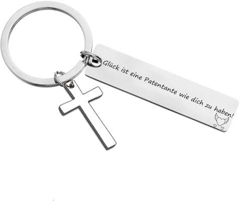 HCHES Patentante Fragen Schlüsselanhänger Dankeschön Geschenke für Taufe Geburtstag,Erntedankfest und Neujahr Weihnachten oder Christliche Geschenke zu Abschied