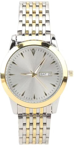 Herren Quarzuhr, Mode Klassische Legierung Band Armbanduhren, leuchtende wasserdicht Dual Kalender Display Quarzuhr für Männer Frauen, Auto Datum Sport (Gold- und Silberarmband,