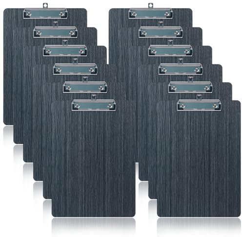 GUOKOFF Klemmbrett Holz, 12 Stück Klemmbrett A5, Schreibbrett Klemmbrett mit Metalklemme, Schreibplatte Klemmbretter Clipboard DIN A5