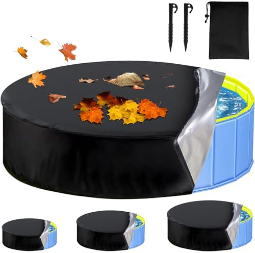 COZII Hundepool Abdeckung, 160 X 30 cm, Faltbarer Abdeckung für Hundepool, Freien Waschbar Wasserdicht Staubschutz Schwimmbadabdeckung (Hundepool Nicht Enthalten)