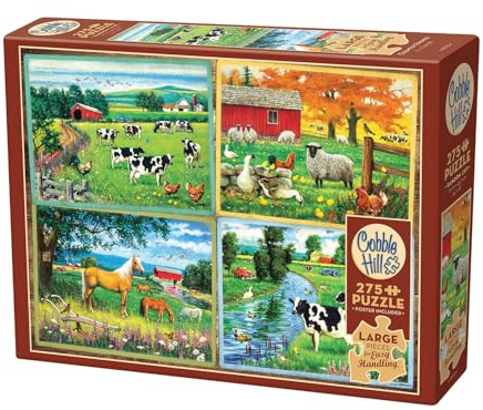 Cobble Hill 3848002 Tiere auf dem Land, 275 Teile Puzzle, Kinderpuzzle mit großen Teilen inkl. Puzzleposter, für Kinder ab 9 Jahren, Tierpuzzle, Bauernhof, Farm