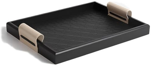 Plateau Rectangulaire Classique En Cuir, Plateau En Cuir for Table D'entrée,plateau De Vanité Avec Poignée, Organisateur De Stockage, Plateau for Pièces De Monnaie, Clés, Etc. ( Color : Black 1 )