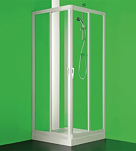 Box cabina doccia, misura cm.75x75, ad angolo a quattro ante acrilico