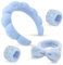 Haarband Kosmetik,Stirnband Handgelenk Waschband Set,Spa Stirnband,Abschmink Haarband,Hautpflege Stirnbänder Terry Stoffblasen Haarband Für GesichtswaschenEntfernung Yoga Sport Dusche(Blau)