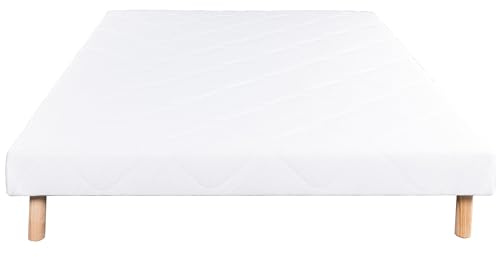 Sommier tapissier, blanc, Gamme Prestige Hôtel, bois massif + pieds offerts