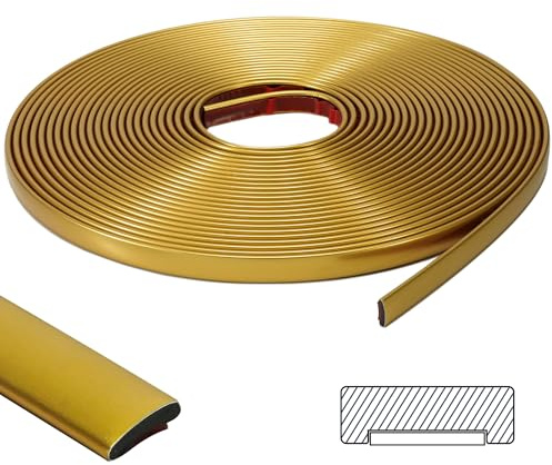ZOWZOW Selbstklebende Zierleisten, Flexible Wandzierleiste, Abziehbare Wasserdichte Dekorationsleiste für Wandfliesenränder, Küchenrückwand, Boden, Spiegelrahmen Dekoration Matt Gold 8M