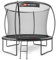 Hop-Sport Trampolin Outdoor Ø 305/366/427/488 cm - Trampolin mit innovativen, gebogenen Netzstangen, Sicherheitszertifikaten und Sicherheitsnetz (Grau/Schwarz, 305 cm)