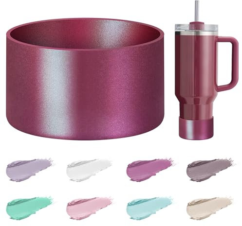 Mokoart Dreamy Gradient Silicone Boot Compatible with Stanley 40oz 30oz 20oz Tumbler and 12-24oz Water Bottles, Metallic Shimmer Silicone Boot Sleeve for Stanley Cup Accessories (Cherry Mocha)