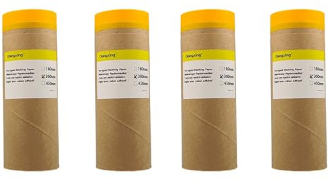 qiangxing Pre-taped Masking Paper with Adhesive Tape Size 30cmx20m(each roll) total 80 meters, 4 pack package…