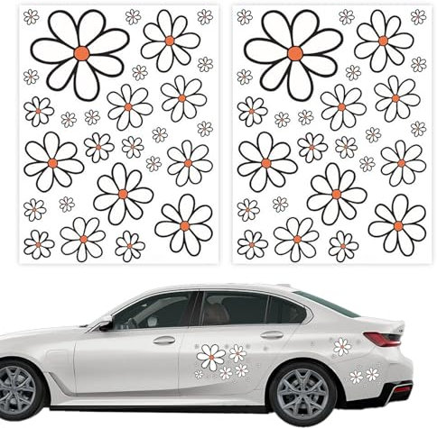GUTERTOP 54 Pcs Blumen Sticker, Auto Aufkleber Blumen, Autoaufkleber Blumen für Tuning Lustige Karosserie Motorrad Fahrradhelm Glasaufkleber