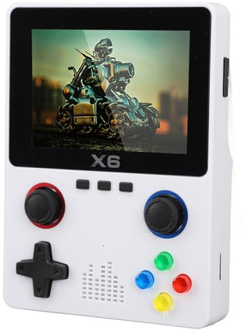Sxhlseller Console de Jeu Portable X6, Console de Jeu Portable Rétro avec Double Joystick 3D, écran Couleur HD IPS de 3,5 Pouces, 2000 MAh, Carte TF 32 Go Intégrée (White)