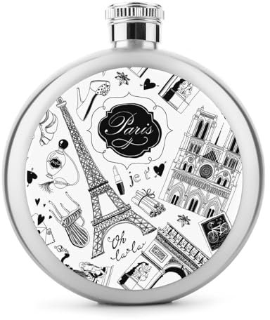 Flasque À Alcool En Acier Inoxydable Tour Eiffel Hip Flask Flasque De Whisky Flacon De Hanche 9x9cm