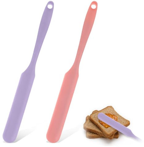Aeaocvo 2 spatole piccole in silicone, 24 cm, raschietto da cucina con manico lungo, Mini Spatula, Spatula, gomma per cucinare, cuocere, mescolare