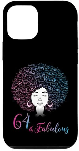 64 & Fabulous Black Queen Afro Hair 64 Cumpleaños Carcasa para iPhone 12/12 Pro