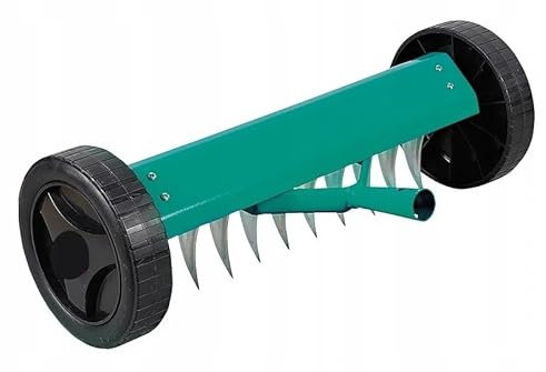 Vertikutierer Manuell Mit Rädern Rasenlüfter Garten Kultivator Jäten Rasen 34cm