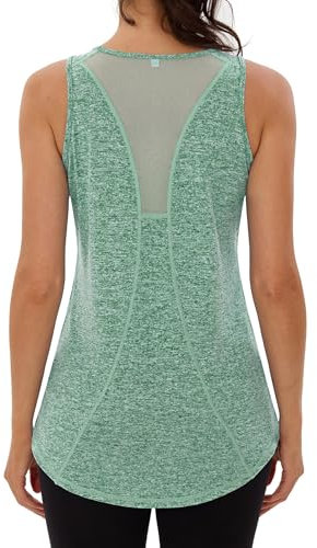 Wayleb Sport Tank Top Damen Ärmelloses Sportshirt Yoga Oberteile Sommer Fitness Sportoberteil Atmungsaktiv Gym Leichte Sporttop, Grün M