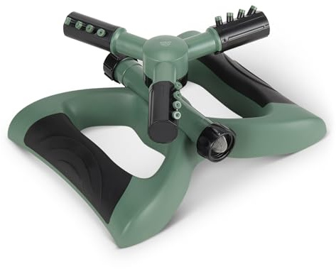 Amazon Basics Whirling Rotating Lawn Sprinkler with Adjustable Arms, 1500 sq ft Coverage, Black