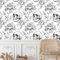 Peel and Stick Wallpaper Matte Thick Flowers Waterproof Sticky Back Wall Paper Black White Skulls 45x200CM Self Adhesive Removable Contact Paper for Home Cabinets Furniture Decor