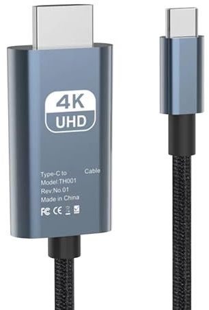 Cavo USB C | Cavo HDTV per telefono cellulare | 78,74 pollici di tipo C su convertitore TV con interfaccia nichelato | di rame ad alta velocità per telefono da monitorare, proiettore e display TV