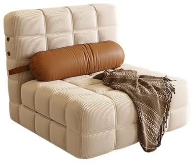 Glamour Haven Ausklappbares Schlafsofa für kleine Räume, 5-Fach verstellbares Klappsofa, gepolsterter Schlafsessel for das Wohnzimmer Gästebett für Wohnung, Wohnzimmer, Büro(Beige)