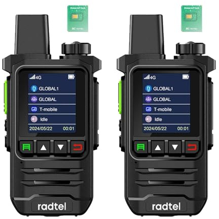 Radtel P6 PoC Radio (Push-to-Talk Over Cellular), walkie talkie portatili a portata illimitata per tutto il paese, radio bidirezionali ricaricabili con torcia (confezione da 2 con 2 SIM)