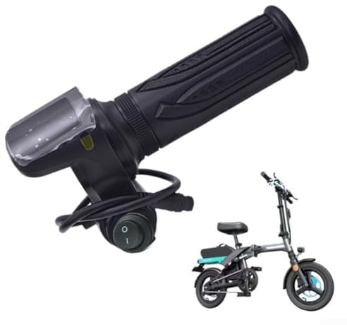 Bebykilemi 4Bike Elektro-Scooter-Gasgriff mit Abschaltschalter, 48 V, 6-polig, wasserdichte Schnittstelle, Ein-Klick-Startknopf für Elektrofahrrad, Dreirad, Motorrad, 7/8