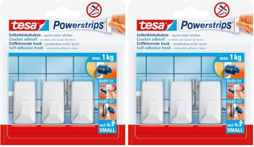 Tesa Powerstrips Hooks S rectangular white (Confezione da 2)